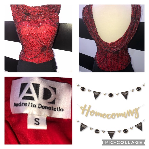 Stunning Andrella Donaiella Red/Blk Beaded Top - Picture 4 of 4